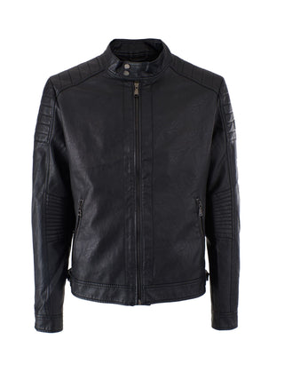 Yes Zee giubbino biker in ecopelle nero