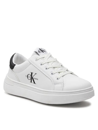 Calvin Klein Jeans sneakers Low Cut in ecopelle con logo bianco nero