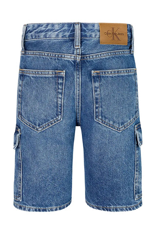 Calvin Klein Jeans bermuda cargo in denim lavaggio blu