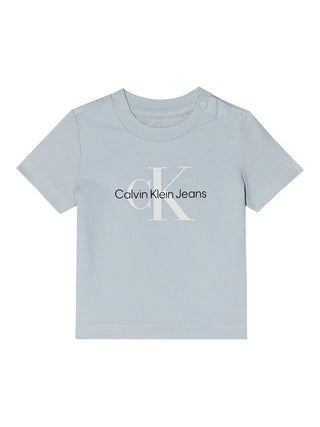 Calvin Klein Jeans T-shirt maniche corte con maxi logo celeste