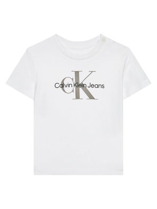 Calvin Klein Jeans T-shirt manica corta con maxi logo monogram bianco