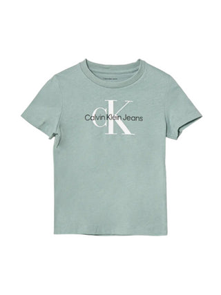 Calvin Klein Jeans T-shirt maniche corte con maxi logo in jersey verde salvia