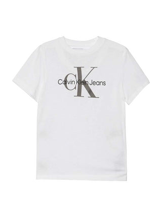 Calvin Klein Jeans T-shirt maniche corte con maxi logo in jersey bianco