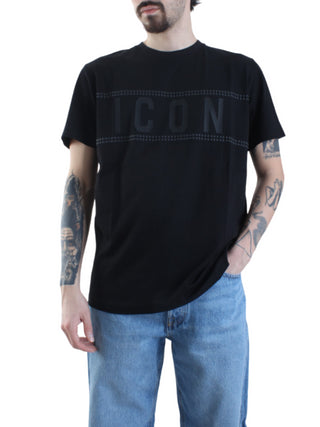 Icon T-shirt maniche corte in jersey con borchie nero