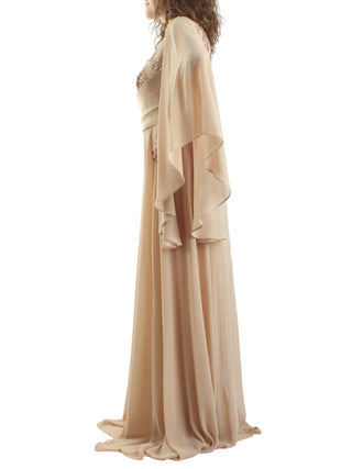 Impero Couture tuta jumspuit elegante in georgette con paillettes beige