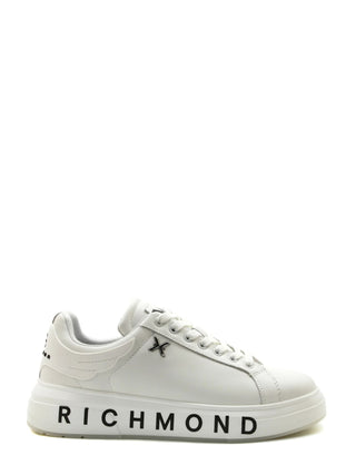 John Richmond sneakers in pelle con maxi logo bianco