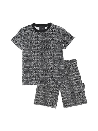 John Richmond completo T-shirt e shorts in fantasia logata nero bianco