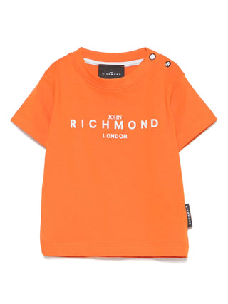 John Richmond T-shirt manica corta Galci con stampa logo arancio