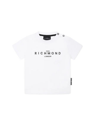 John Richmond T-shirt manica corta Galci con stampa logo bianco