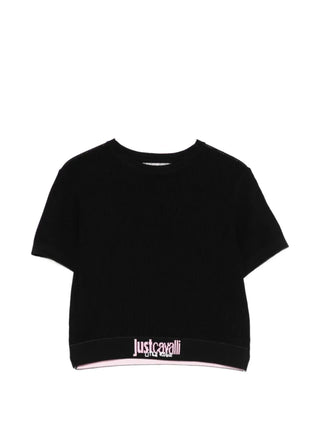 Just Cavalli T-shirt Bahadi bambina a costine nero JGP26049TS BLACK JUST CAVALLI 