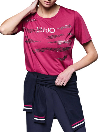 Liu Jo T-shirt manica corta donna con strass magenta TA6265JS923 P9448 LIU JO 