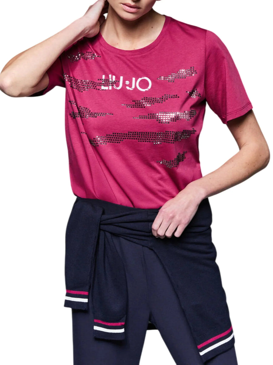 Liu Jo T-shirt manica corta donna con strass magenta