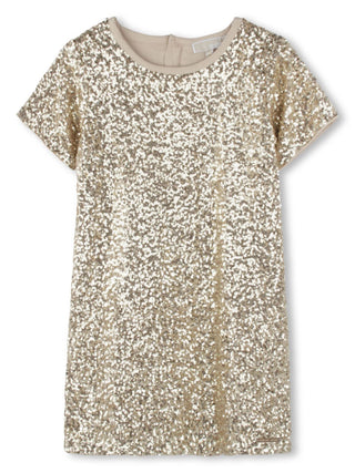 Michael Kors abito maniche corte con paillettes all over oro