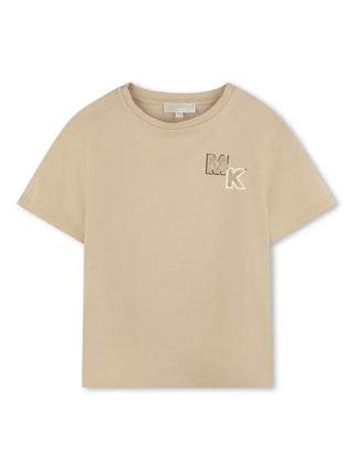 Michael Kors T-shirt maniche corte con logo borchiato beige