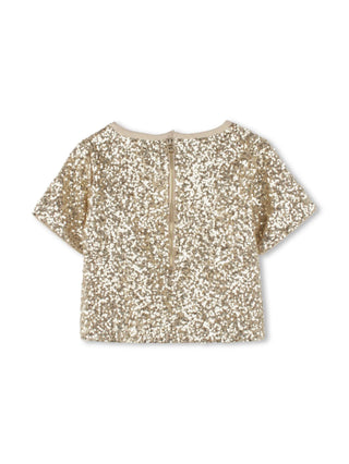 Michael Kors blusa manica corta con paillettes all over oro