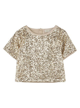 Michael Kors blusa manica corta con paillettes all over oro