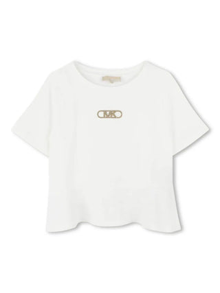 Michael Kors T-shirt manica corta con logo borchiato bianco latte