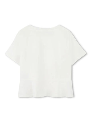 Michael Kors T-shirt manica corta con logo borchiato bianco latte