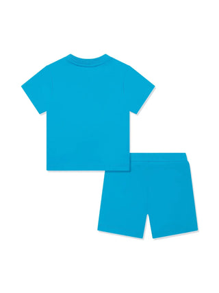 Moschino completo estivo T-shirt e shorts con orsetti azzurro