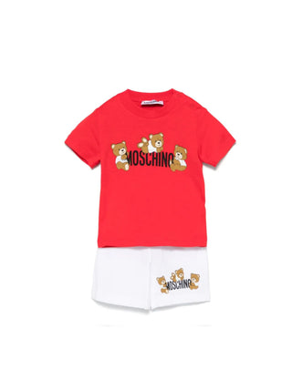 Moschino completo estivo T-shirt e shorts con orsetti rosso bianco