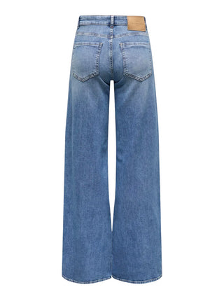 Only jeans California gamba larga in denim stretch lavaggio blu