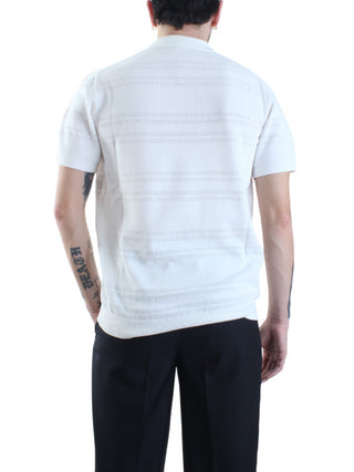 Opificio 4.0 polo manica corta in maglia traforata bianco latte