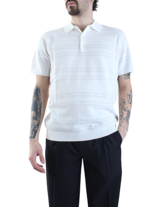 Opificio 4.0 polo manica corta in maglia traforata bianco latte