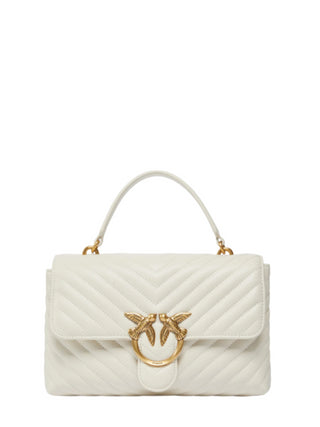 Pinko borsa Love Bag Lady Puff Mini in pelle chevron bianco latte oro