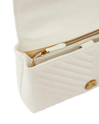 Pinko borsa Love Bag Lady Puff Mini in pelle chevron bianco latte oro