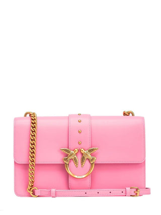 Pinko Love Bag One Mini in pelle con borchie rosa oro