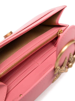 Pinko pochette Love One Wallet in pelle rosa