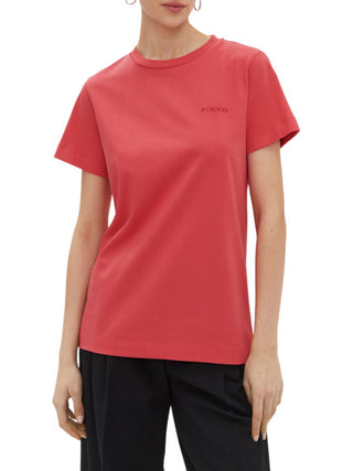 Pinko T-shirt manica corta Star con logo ricamato rosso