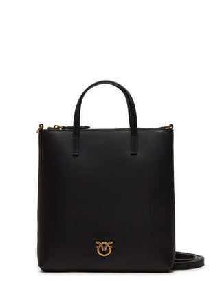 Pinko borsa a mano Mini Shopper con tracolla in pelle nero oro