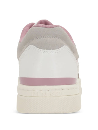 Pinko sneakers Mandy in pelle e suede con logo bianco grigio rosa