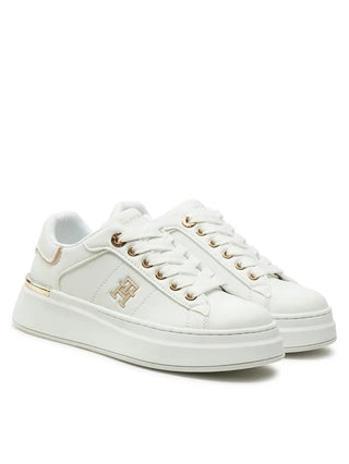 Tommy Hilfiger sneakers in ecopelle con logo bianco oro