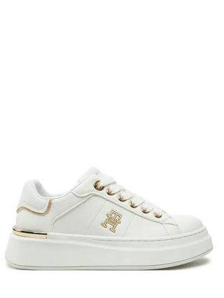 Tommy Hilfiger sneakers in ecopelle con logo bianco oro