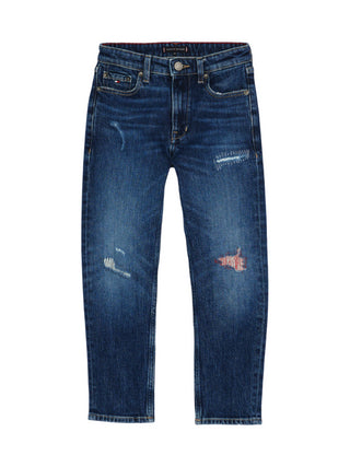 Tommy Hilfiger jeans Skater gamba dritta con strappi lavaggio blu