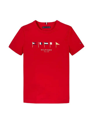 Tommy Hilfiger T-shirt maniche corte con bandierine rosso