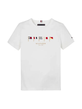 Tommy Hilfiger T-shirt maniche corte con bandierine bianco