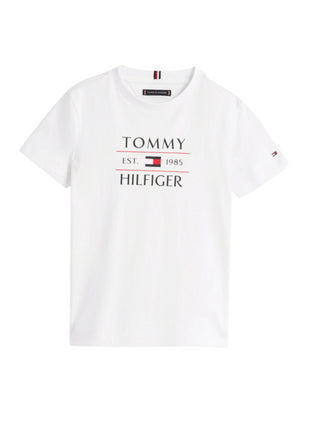 Tommy Hilfiger T-shirt maniche corte con stampa logo bianco