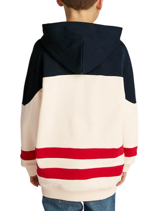 Tommy Hilfiger felpa colorblock con cappuccio blu beige rosso