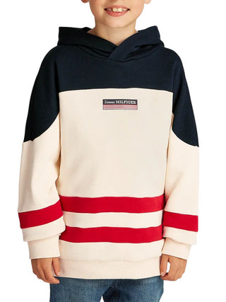 Tommy Hilfiger felpa colorblock con cappuccio blu beige rosso