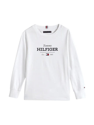 Tommy Hilfiger T-shirt manica lunga in jersey con logo Monotype bianco