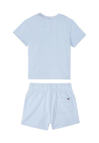 Tommy Hilfiger completo T-shirt e shorts neonato in cotone celeste