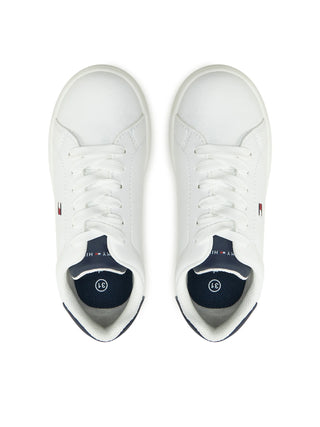 Tommy Hilfiger sneakers Low Cut in ecopelle con bandierina bianco