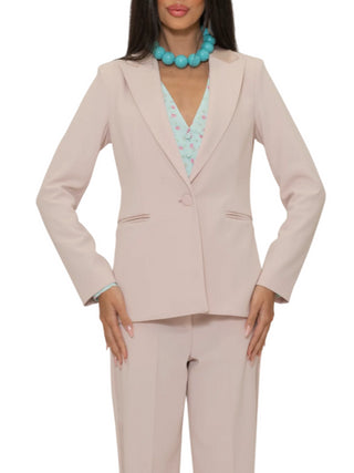 Vicolo giacca blazer monopetto in tessuto crepe rosa cipria