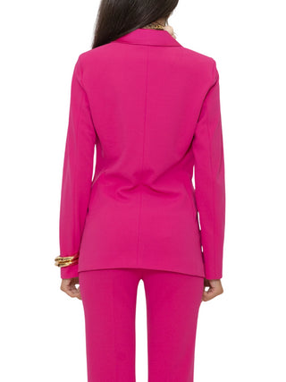 Vicolo giacca blazer doppiopetto con dettagli satin fucsia