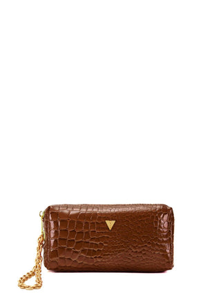 Vicolo pochette in ecopelle effetto coccodrillo marrone