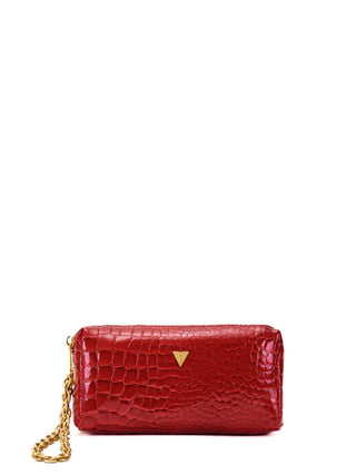 Vicolo pochette in ecopelle effetto coccodrillo rosso