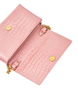 Vicolo pochette in ecopelle effetto coccodrillo con tracolla rosa